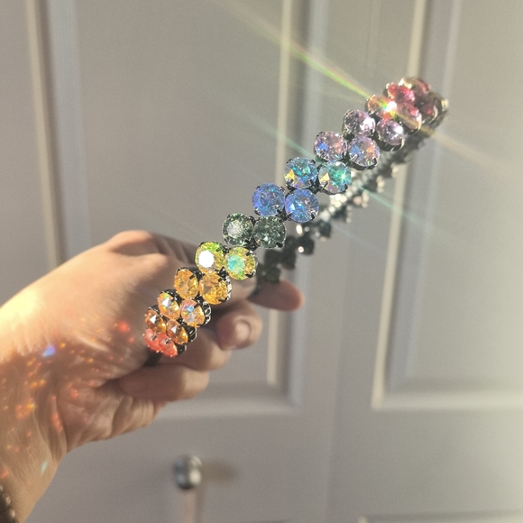 rainbow swarovski crystal headband - Picture 6 of 7